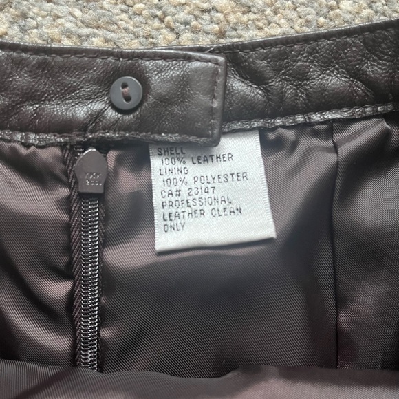 Vintage Talbots Brown Leather Skirt (6) - Picture 3 of 5
